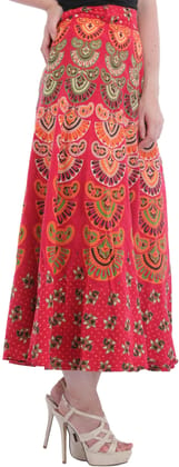 Barberry Block-Printed Sanganeri Wrap-Around Skirt from Pilkhuwa