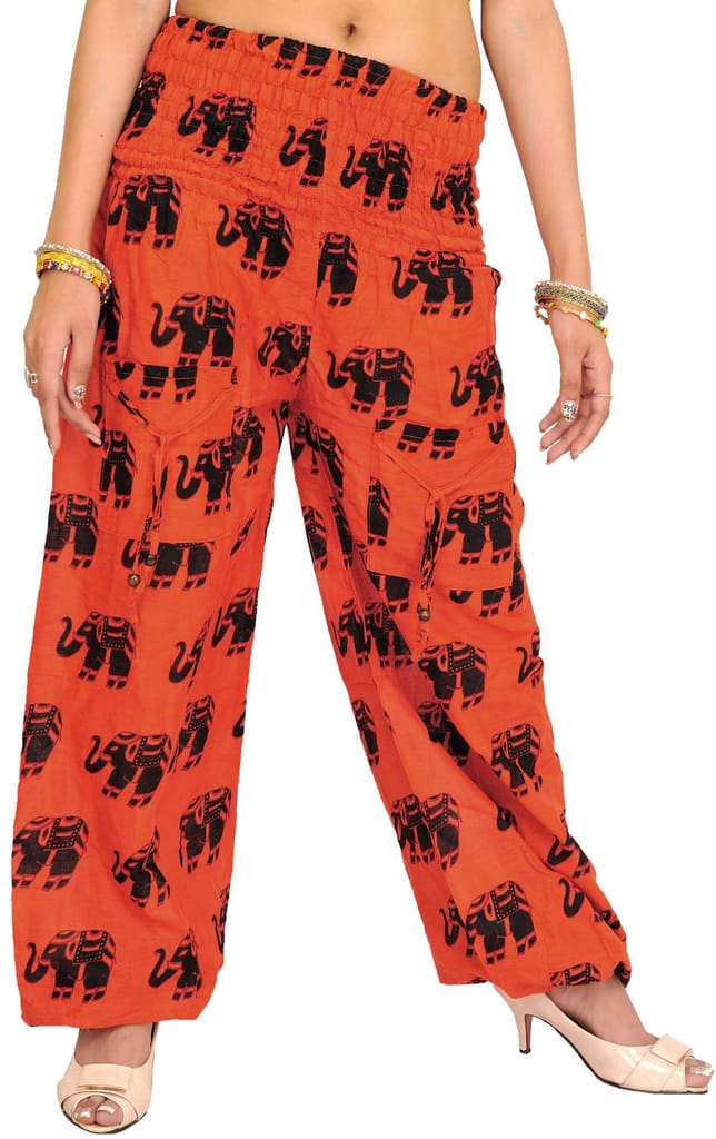 Emberglow Yoga Trousers with Printed Elephants and Front Pockets - Trousers | Buy online on ZillyBuy