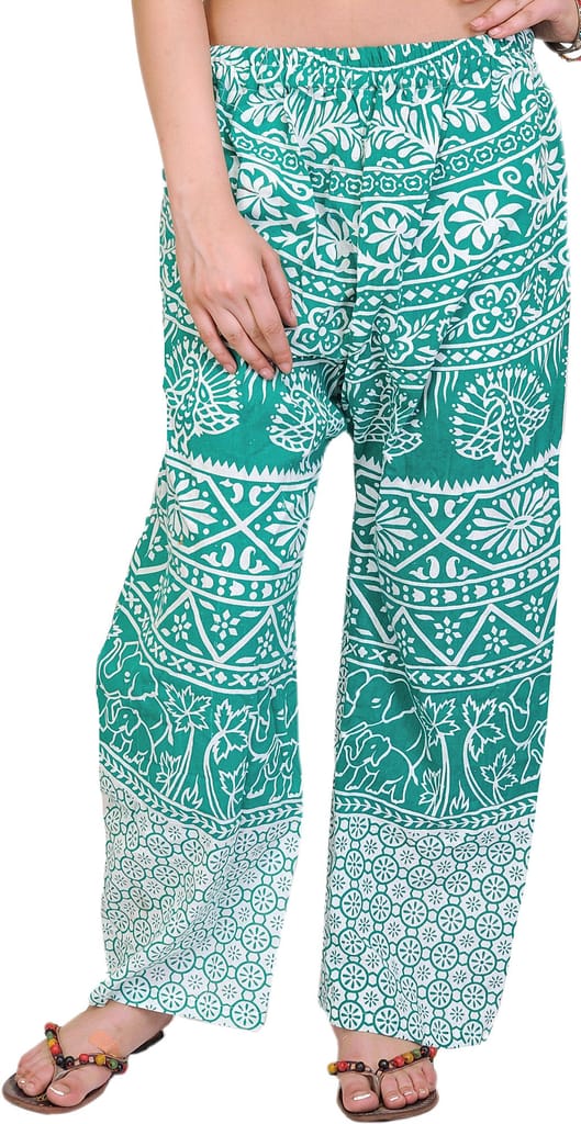 Ultramarine Casual Trousers from Pilkhuwa with Printed Palm Trees - Trousers | Buy online on ZillyBuy