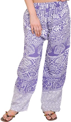 Aster-Purple Casual Trousers from Pilkhuwa with Printed Palm Trees