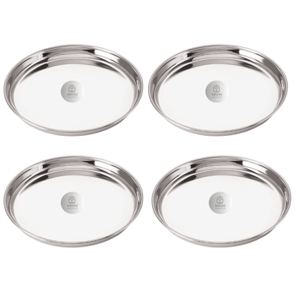 SHINI LIFESTYLE Stainless Steel Serving Plates for Lunch,Full Size Dinner Plates, Big Thali(Dia-27cm)
