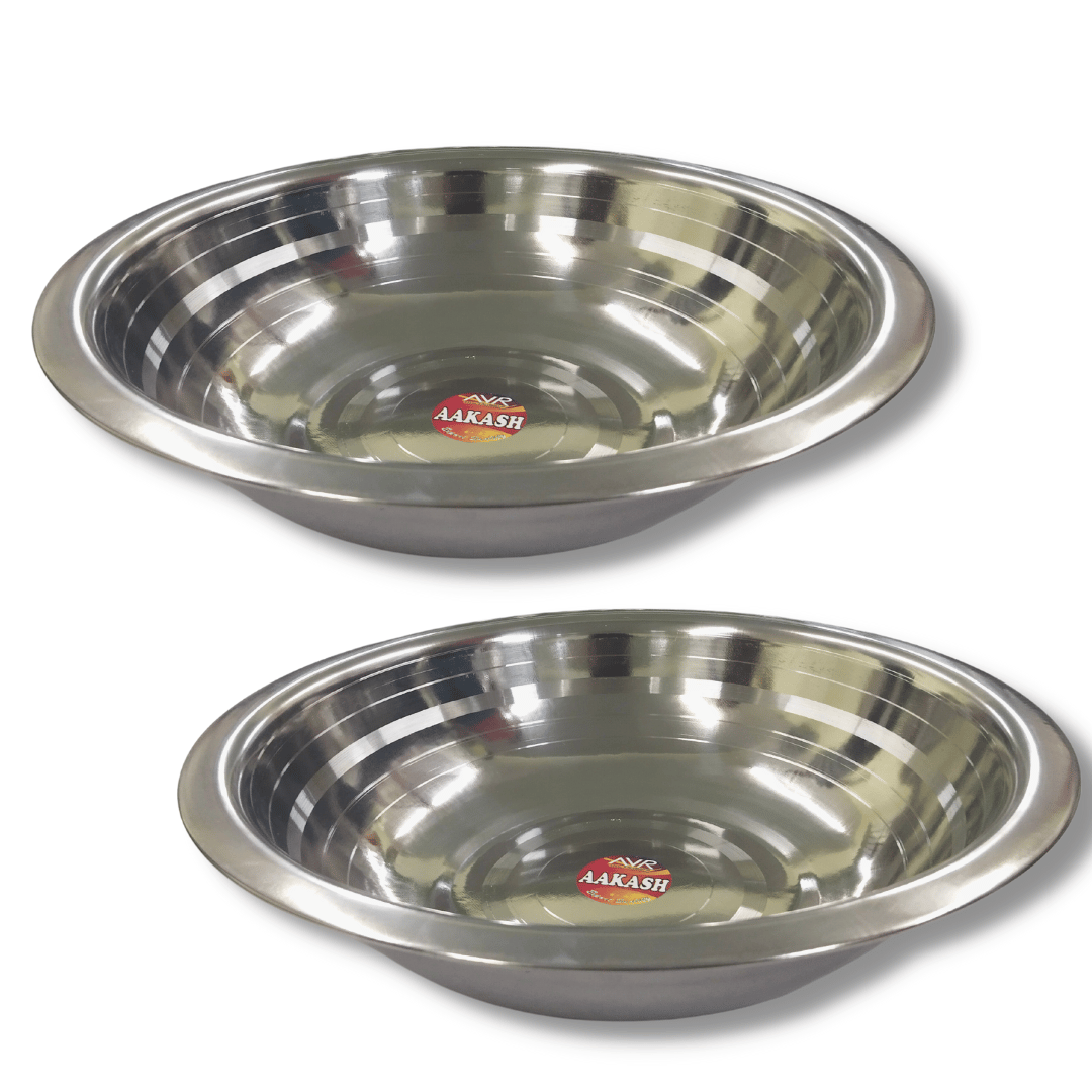 SHINI LIFESTYLE Stainless Steel Mixing Bowl, Serving Bowl Set, Big parat, Atta Parat(Dia-35cm, 2Pc)