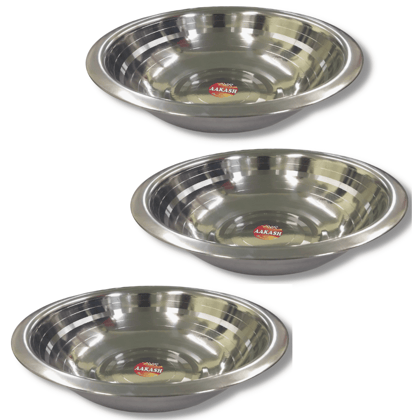 SHINI LIFESTYLE stainless steel mixing bowl, Serving Bowl, Dinner Bowl, Atta Parat(Dia-37cm, 3pc)