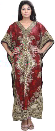 Bittersweet Long Printed Kaftan with Dori at Waist