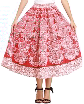 Tomato-Puree Midi-Skirt from Pilkhuwa with Block Printed Motifs