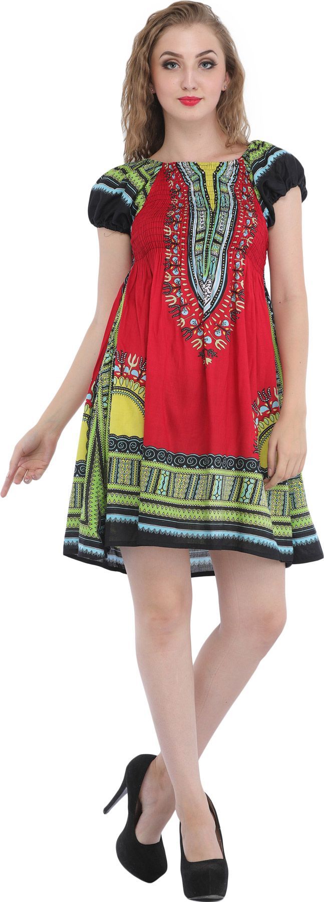 Scarlet-Red Printed Barbie Midi-Dress