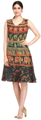 Ponderosa-Pine Summer Dress from Pilkhuwa with Printed Elephants and Camels