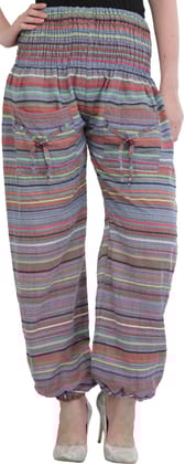 Multicolor Woven Yoga Trousers with Front Pockets