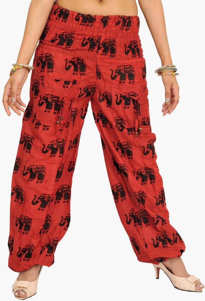 Bossa-Nova Yoga Trousers with Printed Elephants and Front Pockets - Trousers | Buy online on ZillyBuy