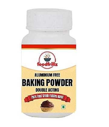 foodfrillz Aluminium Free Double Acting Baking Powder for Better Fluffiness & Zero Metallic Aftertaste, Double Acting Baking Powder for Baking Cake, Breads, Pizza, Muffins, Dhokla, , Naans, Idlis - 100gm