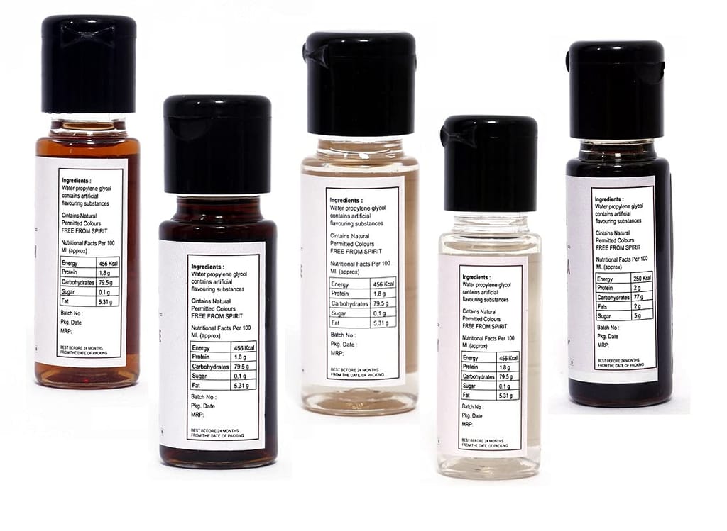 Bakefrillz Food Flavour Essence (30 ml x 5) Pack of 5 - Vanilla, Butterscotch, Pineapple, Strawberry & Chocolate