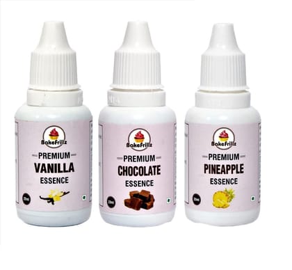 Bakefrillz Food Flavour Essence - Vanilla, Pineapple and Chocolate (20 ml x 3)