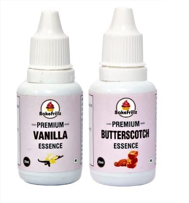 Bakefrillz Food Flavour Essence - Vanilla and Butterscotch, (20 mlx 2)