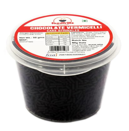 foodfrillz Chocolate Strands, 50 g Vermicelli Sprinkles for cake decoration cake toppings