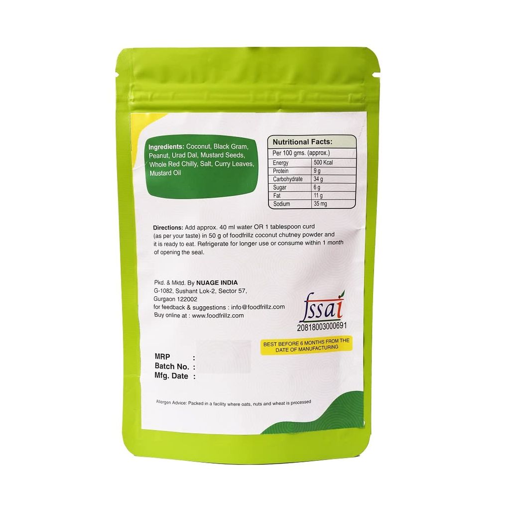foodfrillz Coconut Chutney Powder, Classic South Indian, 25 g x 2