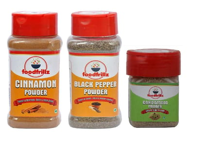 foodfrillz Clove Powder, BlackPepper Powder & Cardamom Powder(Laung,Kali Mirch,Chhoti Elaichi Powder) Combo Pack of 3