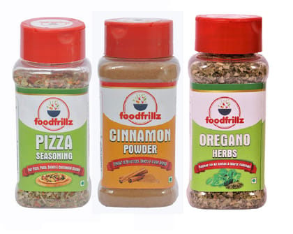 foodfrillz Pizza Seasoning (60g)+ Oregano Herb (40g) + Cinnamon Powder (60g) Pack of 3