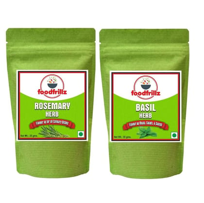 foodfrillz Rosemary Herb & Basil Pure Herb, Combo Pack (35 g x 2)