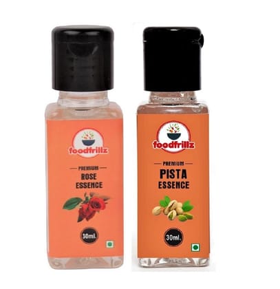 foodfrillz Pista & Rose Pack of 2 Food Flavour Essence, 30 ml x 2