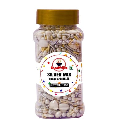 foodfrillz Silver Mix, 125 g Sprinkles for Cake Decoration