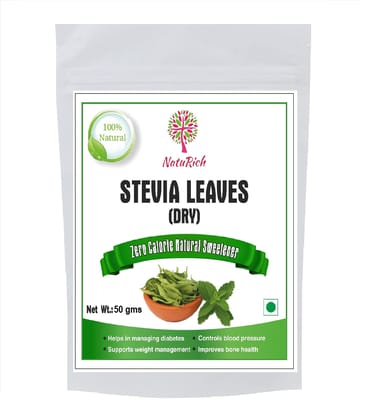 NatuRich Stevia Leaves, (50 g x 2 Combo Pack), Plant Leaf Sugar Substitute