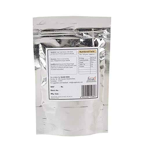 foodfrillz Edible Star Shaped Sugar Sprinkles for Cake Decoration | Star Candy for Cake Decor | Sprinkles for Cake Decorations & Toppings | Cakes, Cupcakes, Waffles, Cookies - 100g