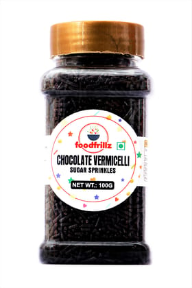 foodfrillz Chocolate Vermicelli Strands Sugar Sprinkles for cake decoration, single pack, 100 g