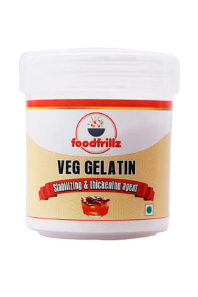 foodfrillz Veg Gelatin Powder, 25 g for Jelly Making Food Grade and Face Mask, Gelatin for Cooking Baking, Candies, Marshmallows, Cakes, Ice Cream Gelatin Powder for vegetarian jellies, puddings, thickening and stabilizing agent