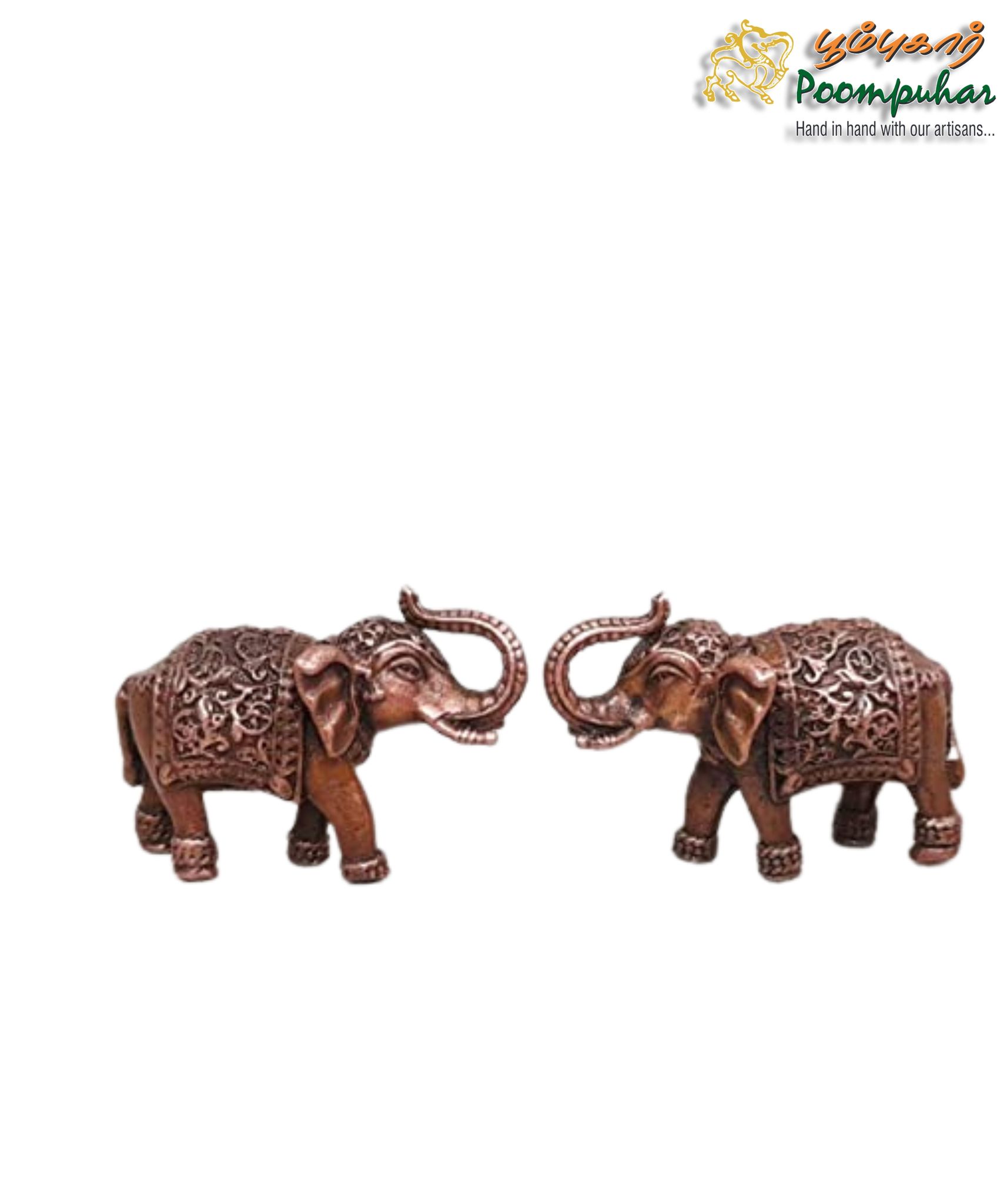 Copper Elephant paired idol 1.3 inches