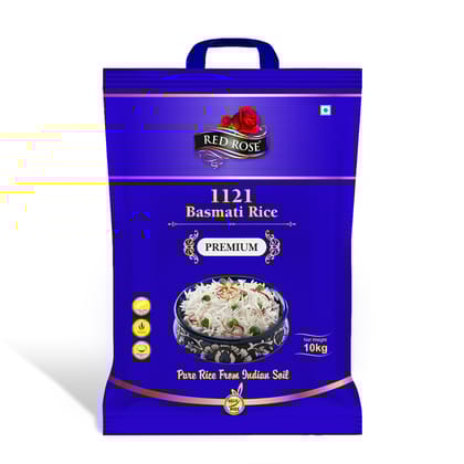 Red Rose Premium Basmati Rice, Aged Long Grains, Aromatic, 10 KG
