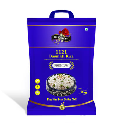 Red Rose Premium Basmati Rice, Aged Long Grains, Aromatic, 10 KG