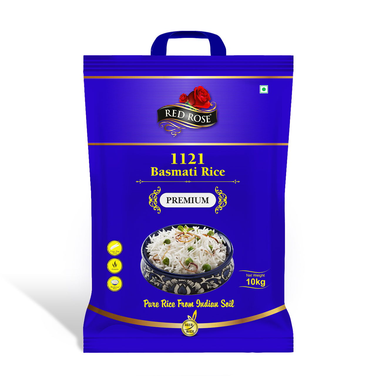 Red Rose Premium Basmati Rice, Aged Long Grains, Aromatic, 10 KG