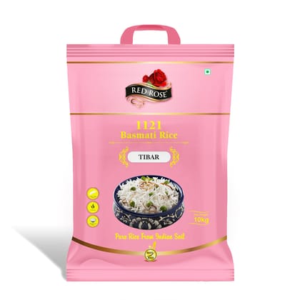 Red Rose Tibar Basmati Rice, Perfect for Everyday Use, Aromatic and Fluffy Grains, 10 KG