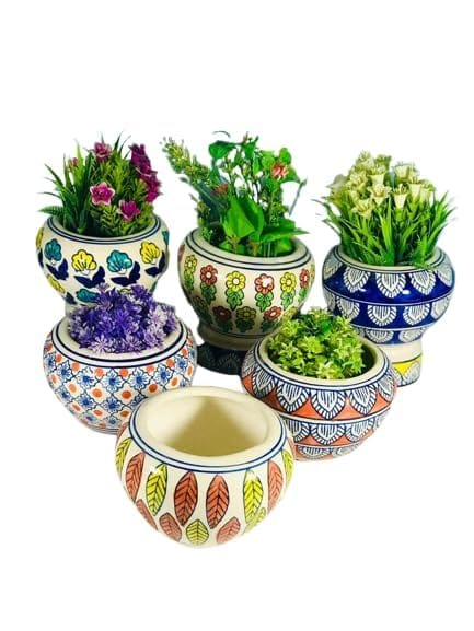 Handicraft Ceramic Round Shape Planter for Home Decoration