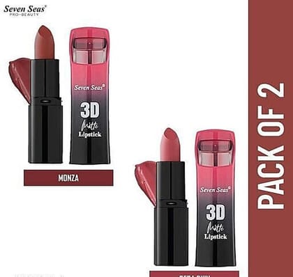 Seven Seas 3D Matte Velvet Finish Full Coverage Matte Long Lasting Lipstick Pack Of 2 Pc.