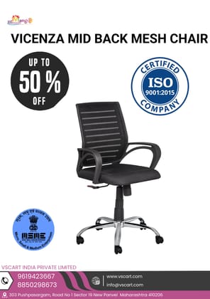 MANGO BLOSSOM VICENZA MID BACK MESH OFFICE CHAIR BLACK