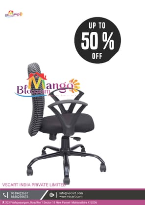 MANGO BLOSSOM AUCKLAND MID BACK FABRIC OFFICE CHAIR BLACK