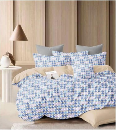 Pitambra Lifestyle Premium Orchid Fitted Sara Cotton Comfort Feel Blue-1  Floral Printed Fitted BedSheet, Designer Fitted Bedsheet