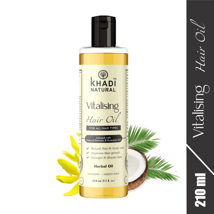 Khadi Natural Vitalising Herbal Hair Oil | Herbal Hair Oil | Hair Oil for Hair Growth |Paraben & Mineral Oil Free | Suitable for All Hair Types 210ML