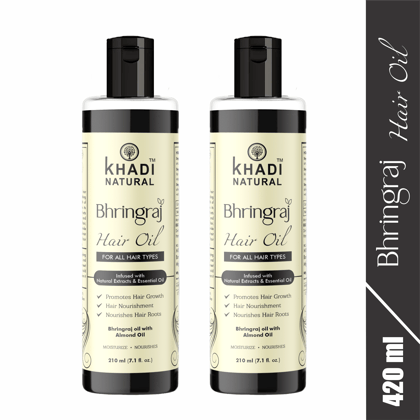 Khadi Natural Amla Bhringraj Hair Oil 210 ML - Nourishing and Strengthening Hair Oil with Amla and Bhringraj Extracts - Natural Haircare Pack 2