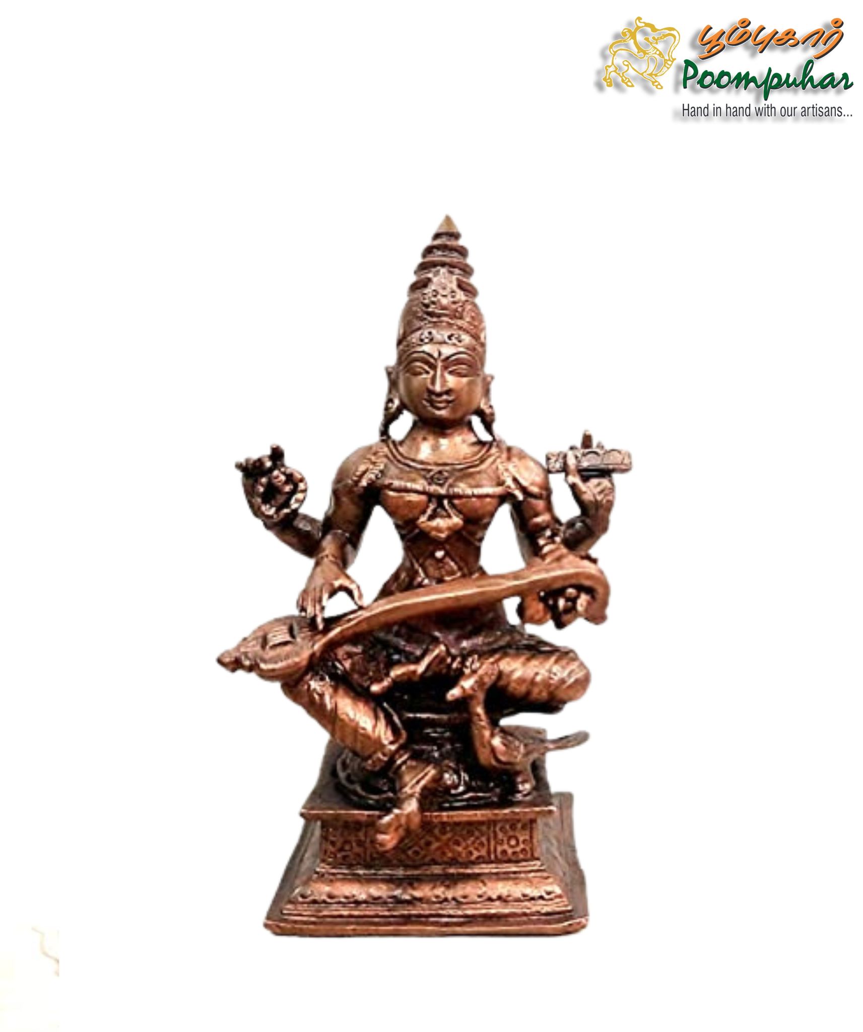 Copper Saraswathi 4 inches