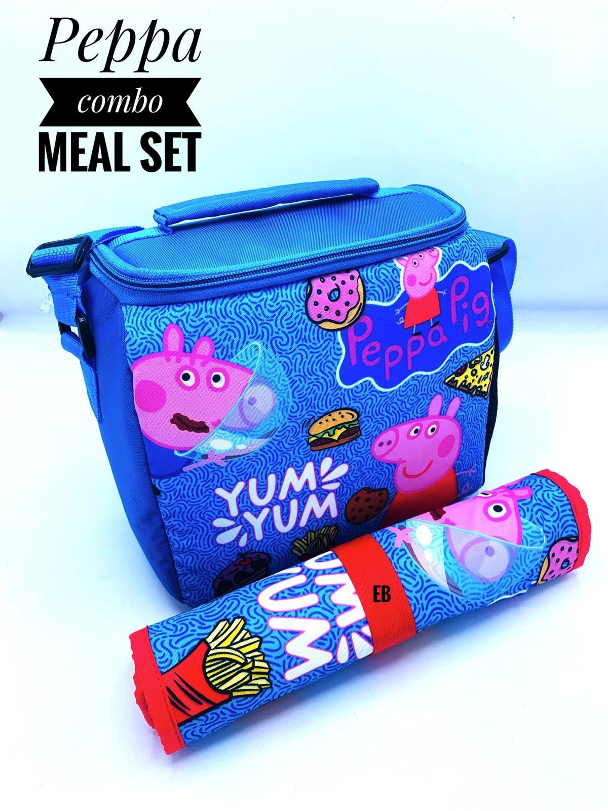 Echo Boomers Kids Cartoon Printed Insulated Tiffin Lunch Bag & Rolled Dinning TableMat Combo Set