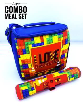 Echo Boomers Kids Cartoon Printed Insulated Tiffin Lunch Bag & Rolled Dinning TableMat Combo Set