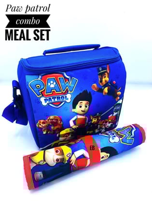 Echo Boomers Kids Cartoon Printed Insulated Tiffin Lunch Bag & Rolled Dinning TableMat Combo Set