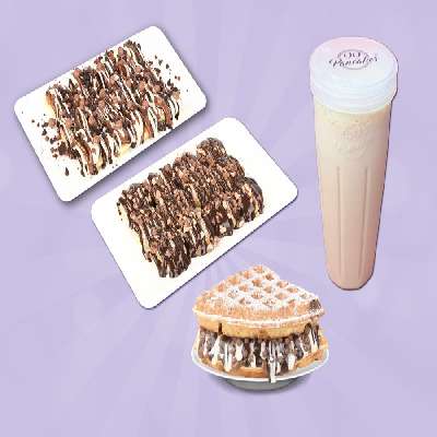 Chocolate Lovely(6pcs)+Kitkat Panc(6pc)+XOXO Waffle+Iced Coffee