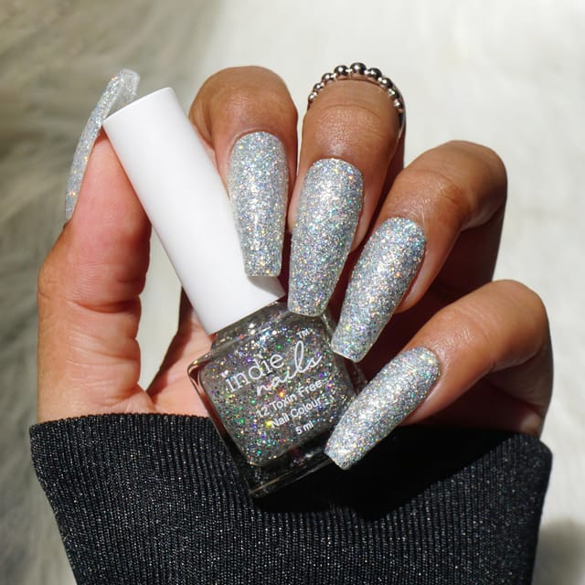 Night Sky Nails (blue and black ombre with glitter blue ombre, white dots  and silver glitter top coat) #nailart #gal… | Blue and silver nails, Blue  nails, Sky nails