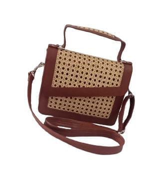 NATURAL CANE LEATHER BAG FOR WOMENS