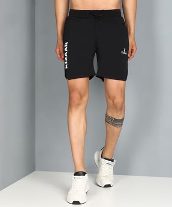 Kizaar Solid Men Black Sportswear Basics Shorts