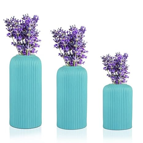 Ceramic Sky Blue Coloured Flower Vase Set of 3