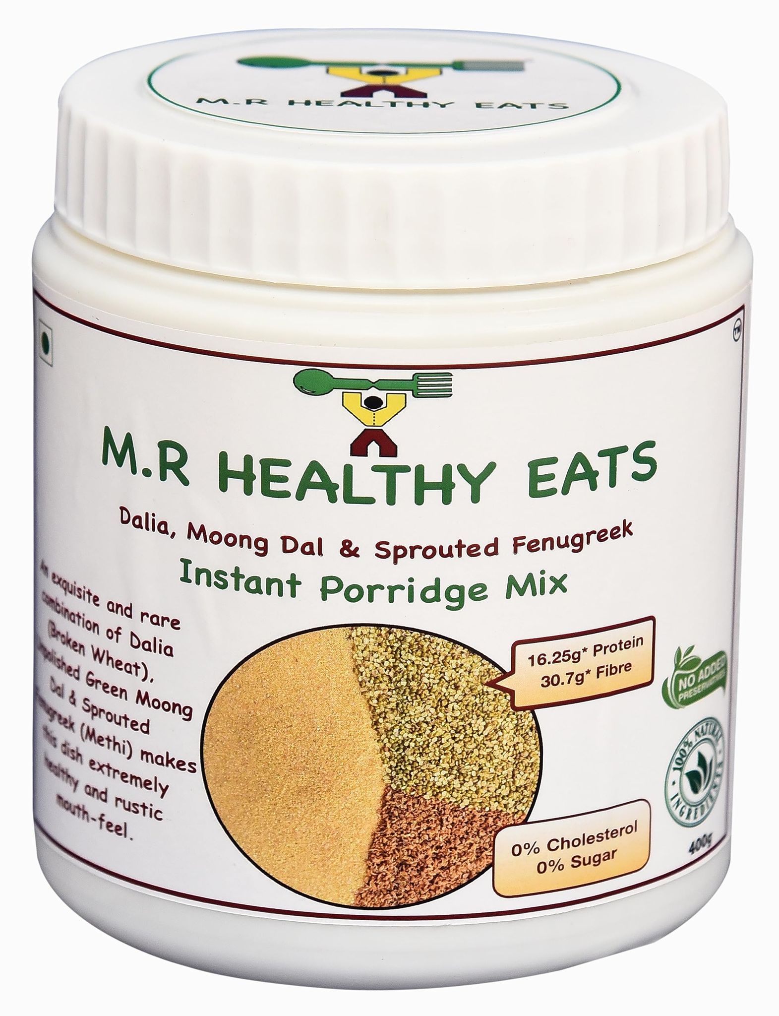 M.R Organic Dalia, Moong & Sprouted Fenugreek Mix In Food-Grade Container 400g